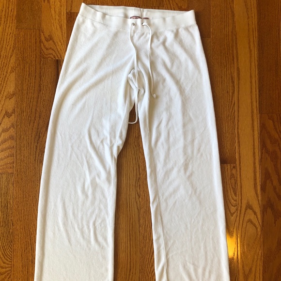 Juicy Couture Pants - Juicy Couture white terry cloth track pants